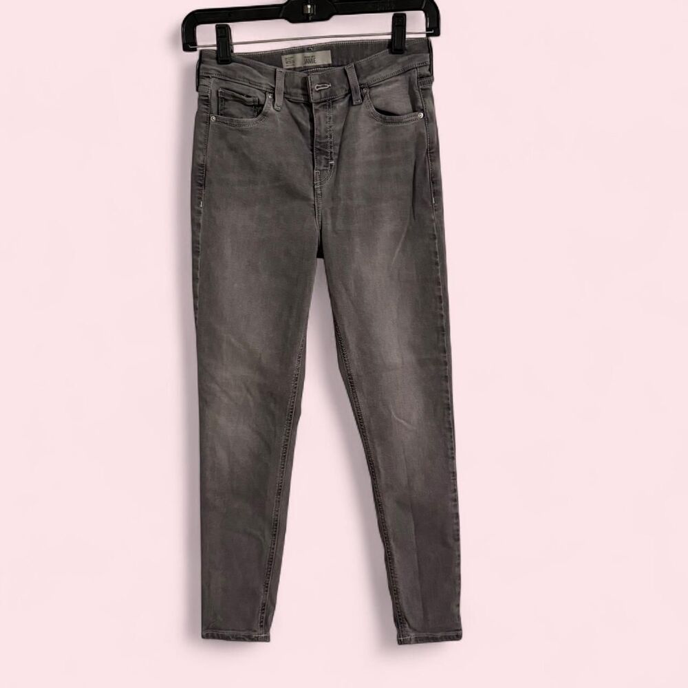 Topshop Moto Jeans Women W26 L30 Grey Jamie High Rise Skinny Stretch